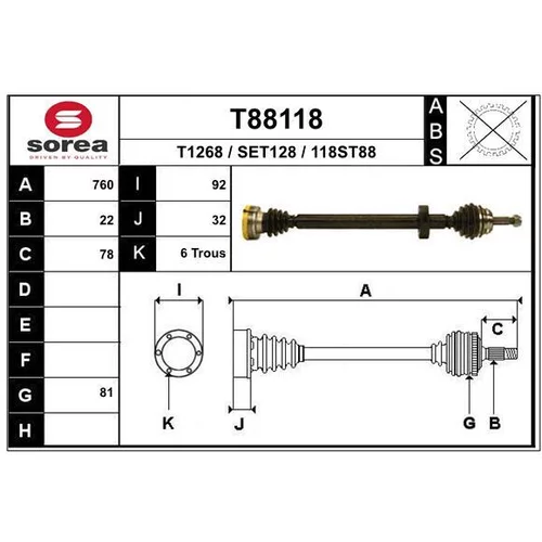 Hnací hriadeľ EAI T88118