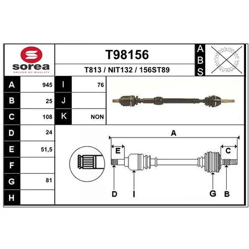 Hnací hriadeľ EAI T98156