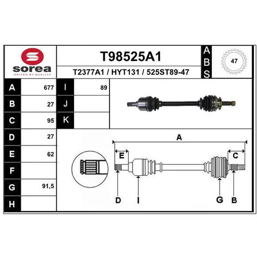 Hnací hriadeľ EAI T98525A1