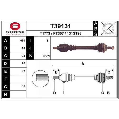 Hnací hriadeľ EAI T39131