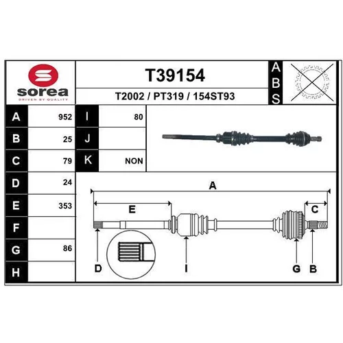 Hnací hriadeľ EAI T39154