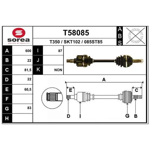 Hnací hriadeľ EAI T58085