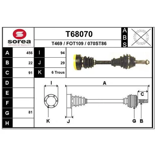 Hnací hriadeľ EAI T68070