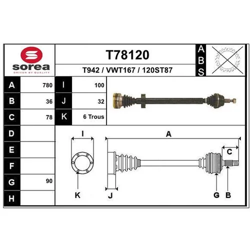 Hnací hriadeľ EAI T78120