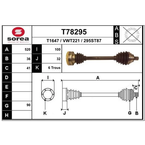 Hnací hriadeľ EAI T78295