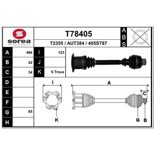 Hnací hriadeľ EAI T78405