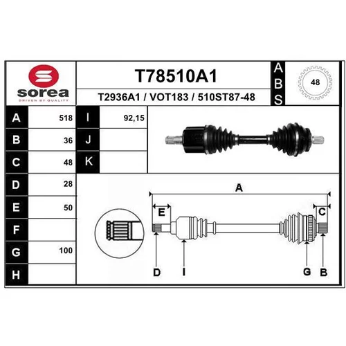 Hnací hriadeľ EAI T78510A1