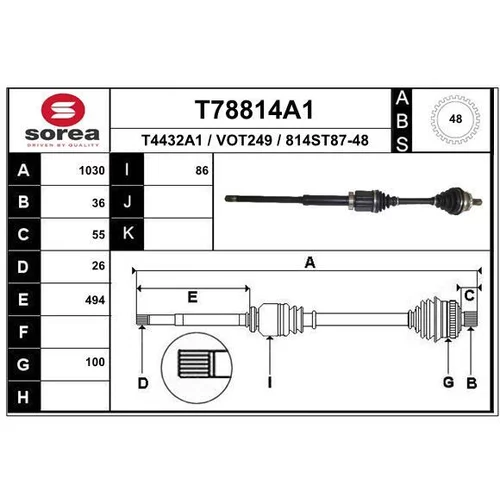 Hnací hriadeľ EAI T78814A1