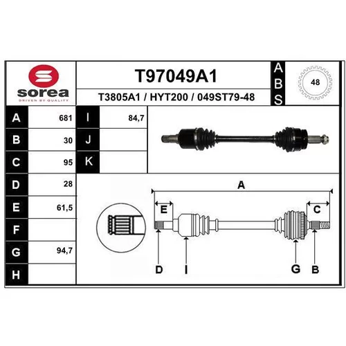 Hnací hriadeľ EAI T97049A1