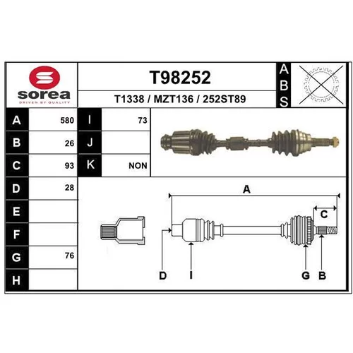 Hnací hriadeľ EAI T98252