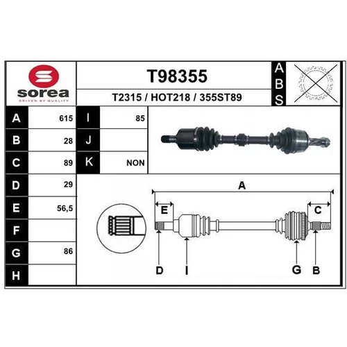 Hnací hriadeľ EAI T98355