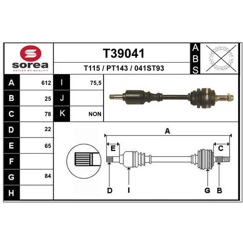 Hnací hriadeľ EAI T39041