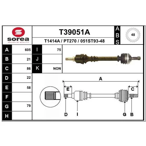 Hnací hriadeľ EAI T39051A