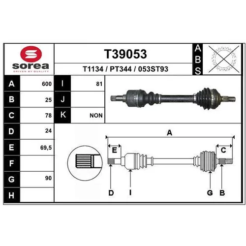 Hnací hriadeľ EAI T39053