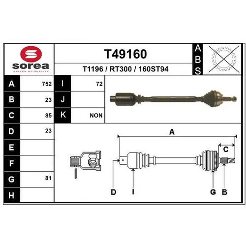 Hnací hriadeľ EAI T49160