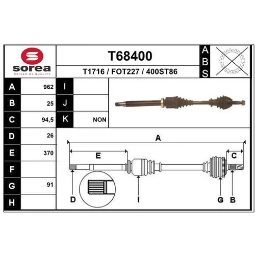 Hnací hriadeľ EAI T68400