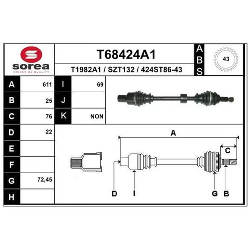 Hnací hriadeľ EAI T68424A1