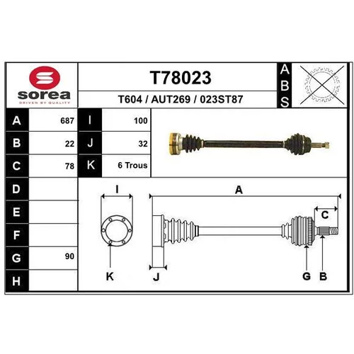 Hnací hriadeľ EAI T78023