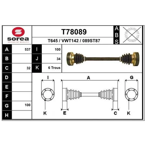 Hnací hriadeľ EAI T78089