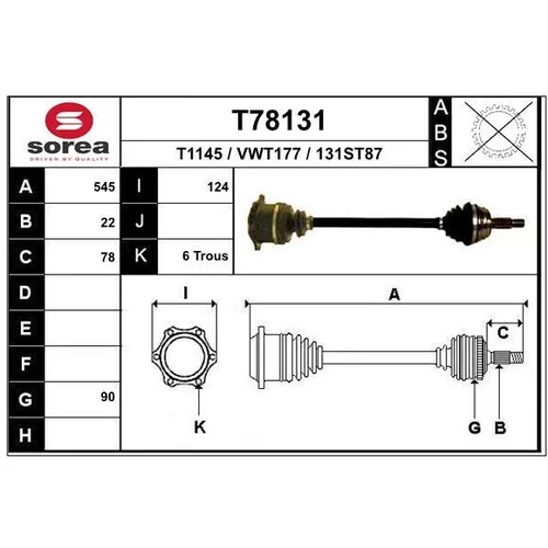 Hnací hriadeľ EAI T78131