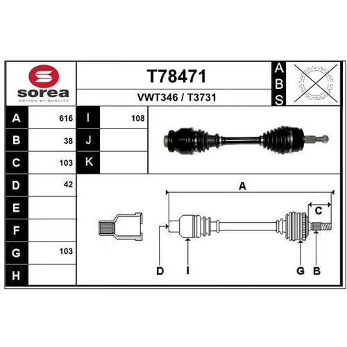 Hnací hriadeľ EAI T78471