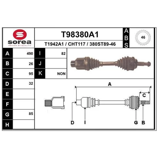 Hnací hriadeľ EAI T98380A1