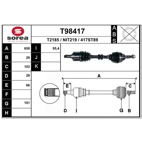 Hnací hriadeľ EAI T98417