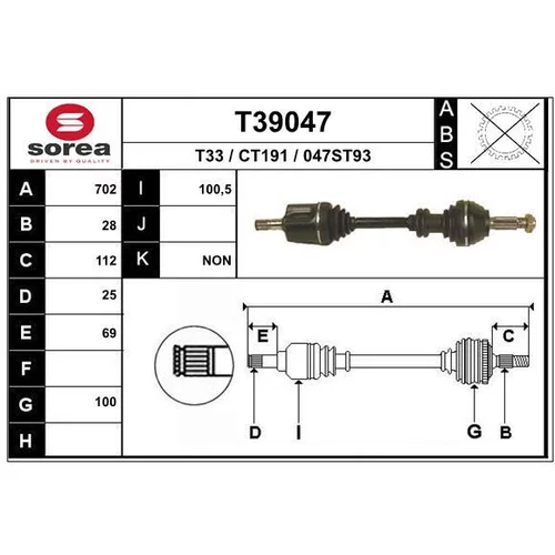 Hnací hriadeľ EAI T39047