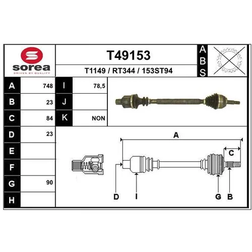 Hnací hriadeľ EAI T49153