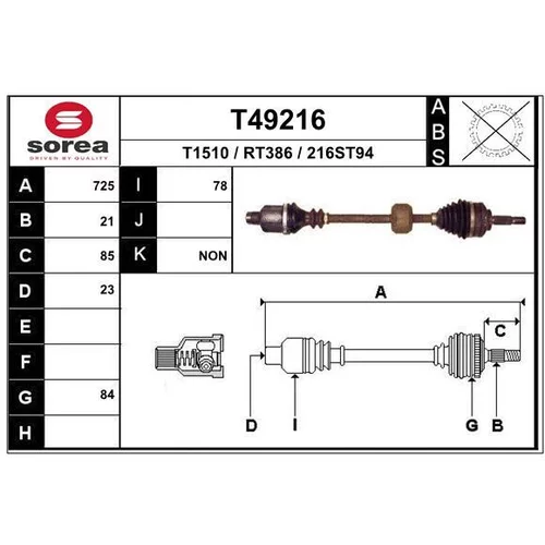 Hnací hriadeľ EAI T49216