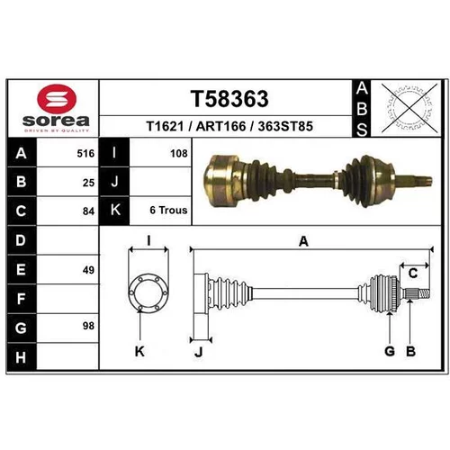 Hnací hriadeľ T58363 /EAI/