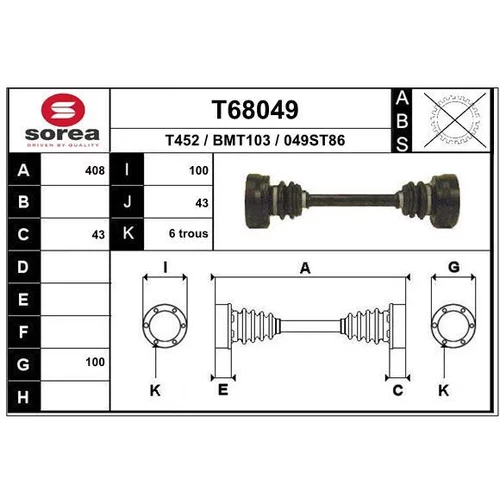 Hnací hriadeľ EAI T68049