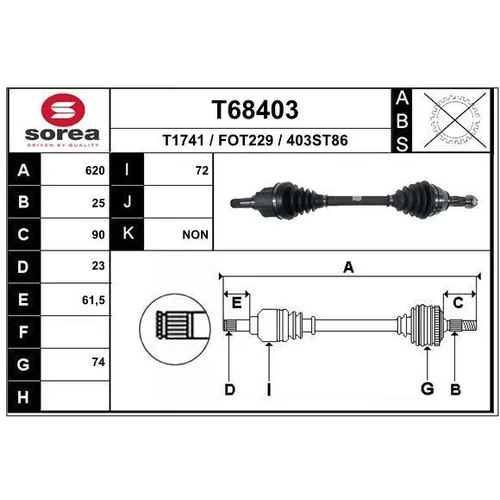 Hnací hriadeľ EAI T68403