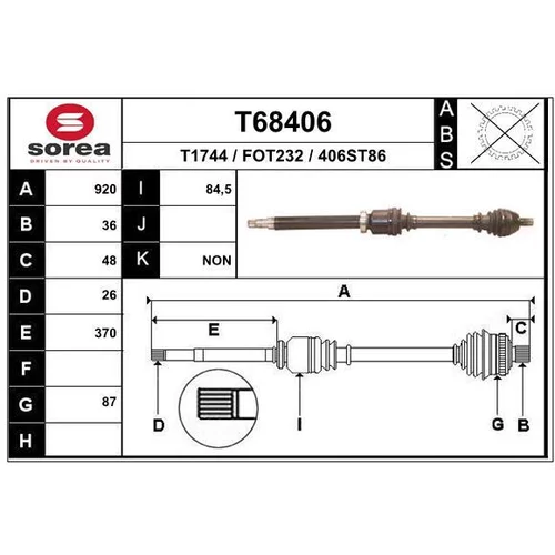 Hnací hriadeľ T68406 /EAI/