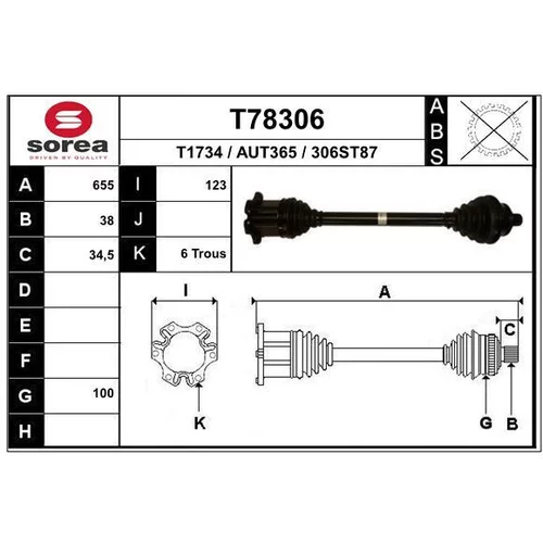 Hnací hriadeľ EAI T78306