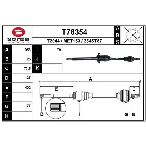 Hnací hriadeľ EAI T78354