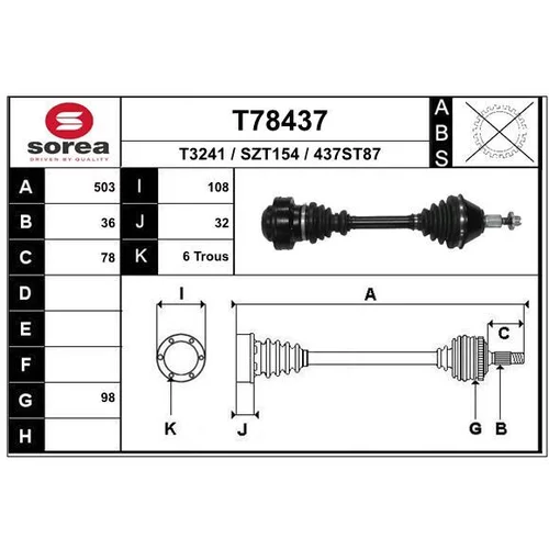 Hnací hriadeľ EAI T78437