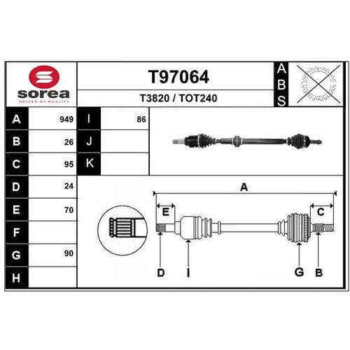 Hnací hriadeľ EAI T97064