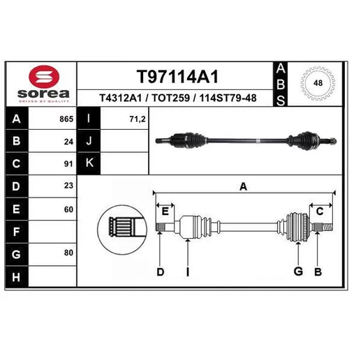 Hnací hriadeľ T97114A1 /EAI/