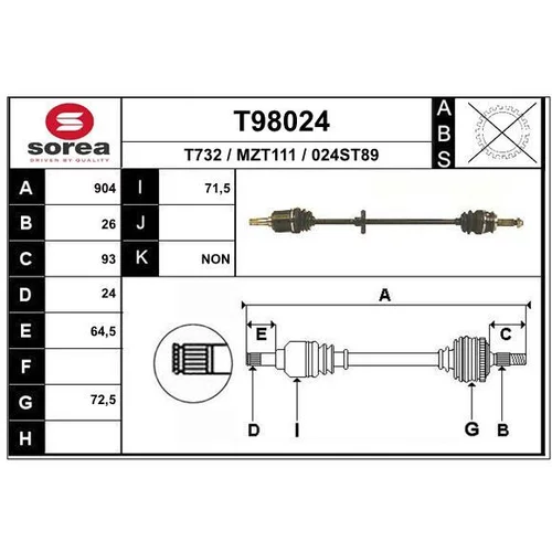 Hnací hriadeľ EAI T98024