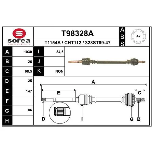 Hnací hriadeľ EAI T98328A