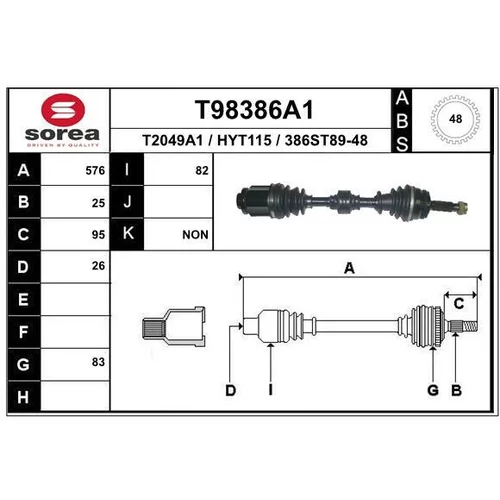 Hnací hriadeľ EAI T98386A1