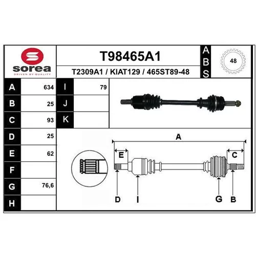 Hnací hriadeľ EAI T98465A1