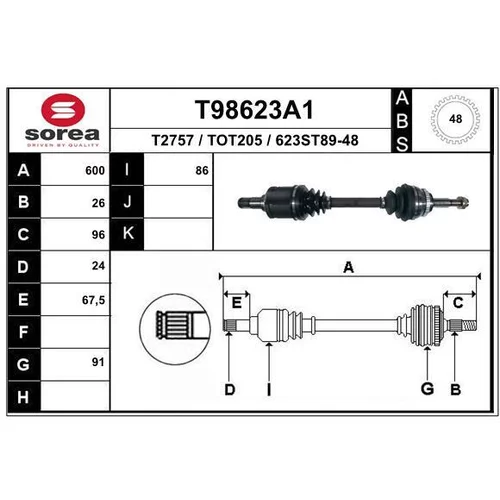 Hnací hriadeľ EAI T98623A1