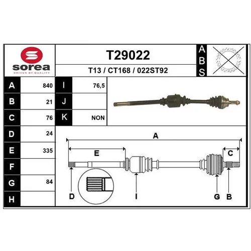 Hnací hriadeľ EAI T29022