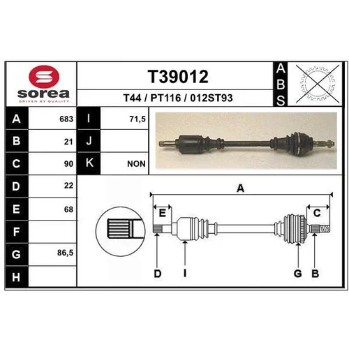 Hnací hriadeľ EAI T39012