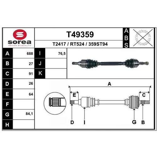 Hnací hriadeľ EAI T49359