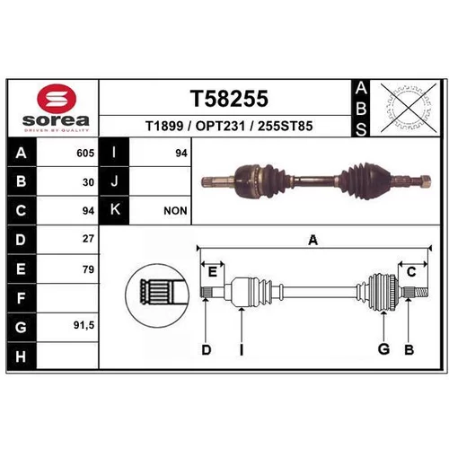 Hnací hriadeľ T58255 /EAI/