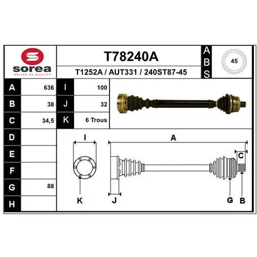 Hnací hriadeľ EAI T78240A