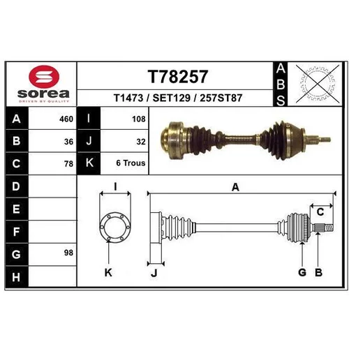 Hnací hriadeľ EAI T78257